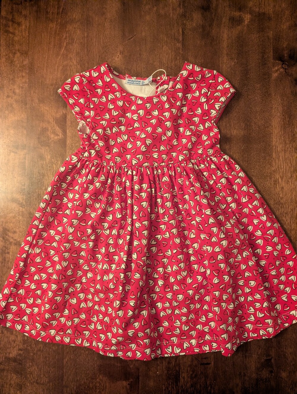 Mayoral Red Dress with White Heart Print/ Nwt!